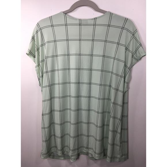 Liz Claiborne Faux Wrap Top Womens X-Large Short Sleeves Mint Green Office Work‎ - Picture 9 of 10